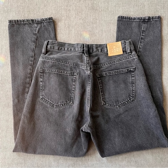 TOTEME Straight Leg Jeans Twisted Seam Washed Black Grey 26 - Picture 7 of 8